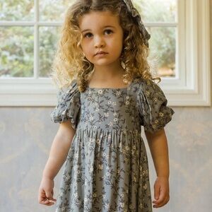 Noralee Augusta dress and bow in French Blue floral